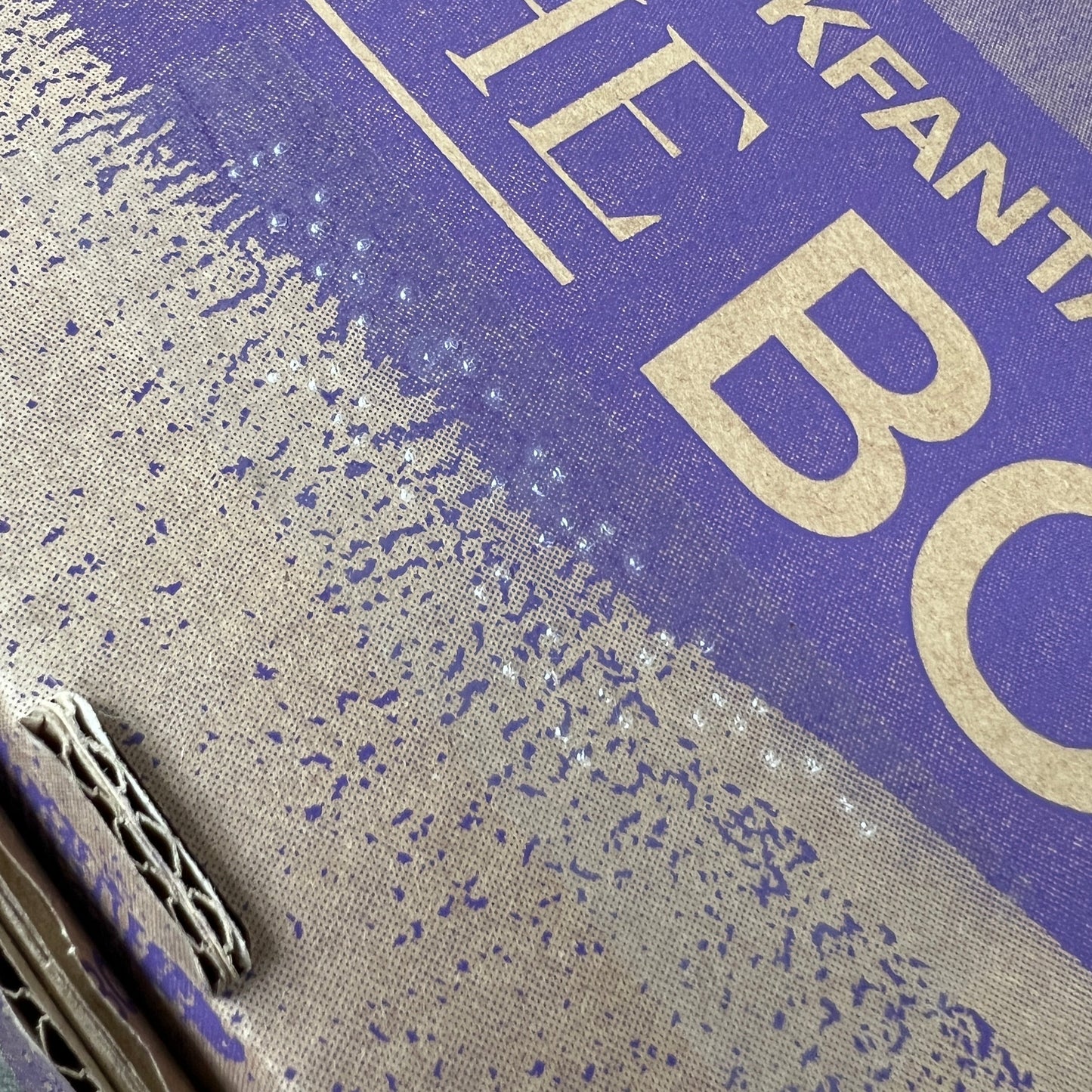 A purple and beige LookFantastic box with braille saying Look Fantastic, The Box
