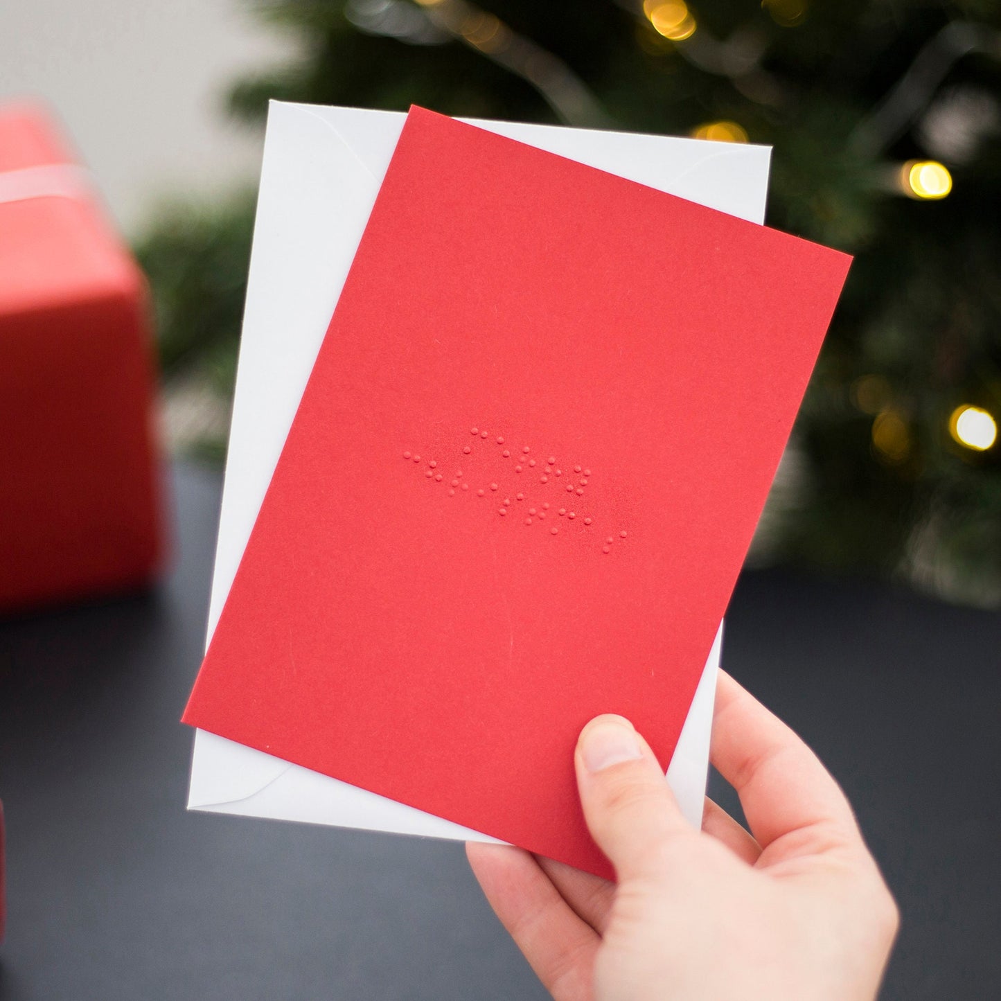 Braille Merry Christmas Card - Personalised Braille Christmas Card