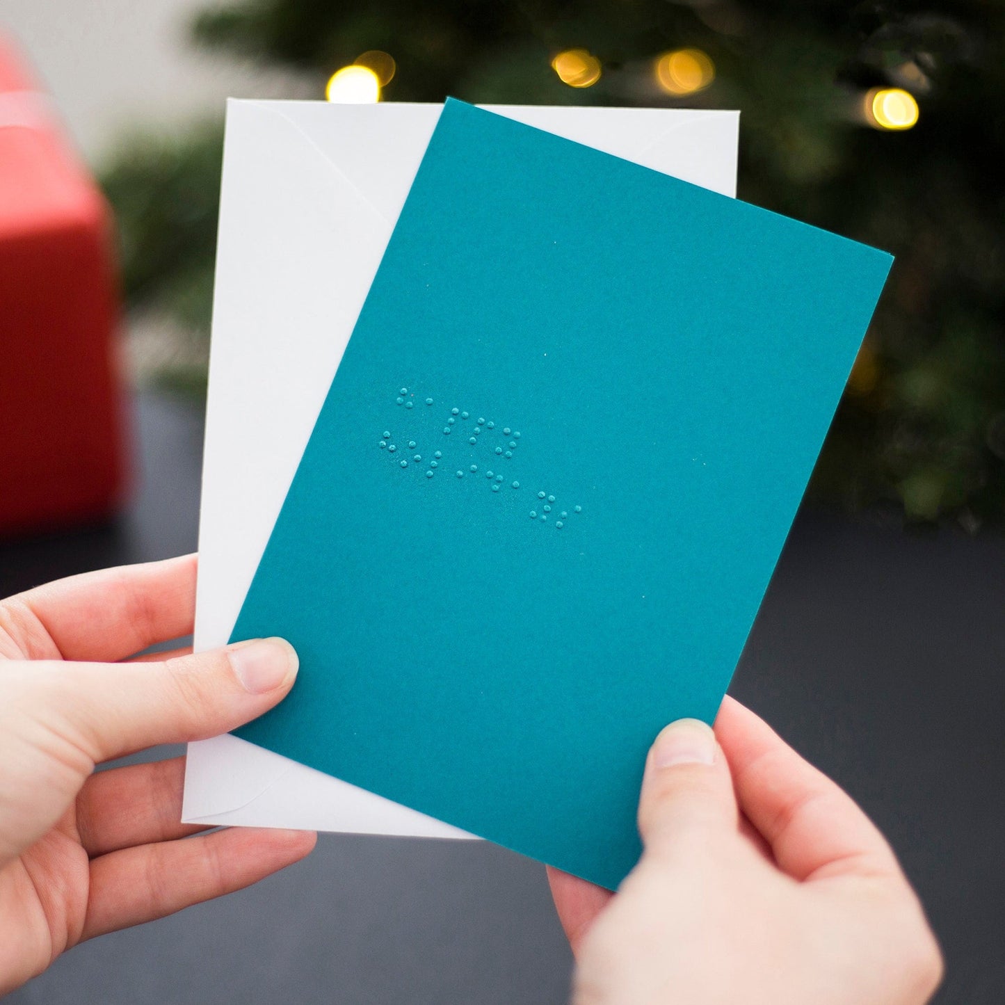 Custom Braille Christmas Card - Happy Holidays Personalised Braille Card